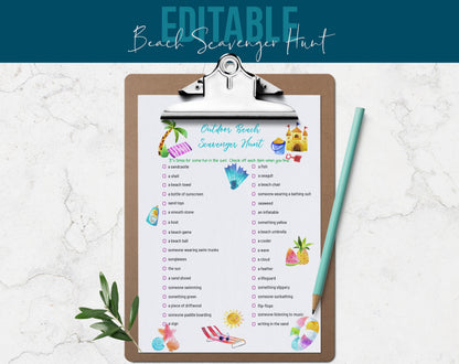 Customizable Beach Scavenger Hunt