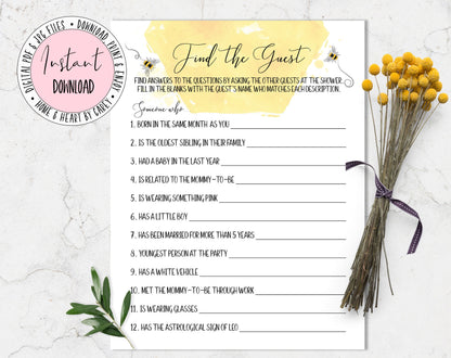Bee Baby Shower, Find The Guest Game