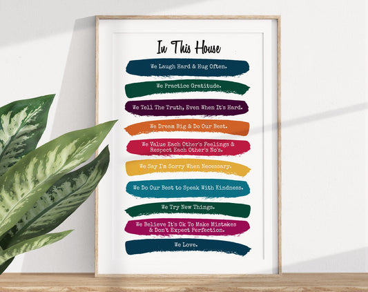 "In This House" Sign, Family Rules Wall Decor, v2