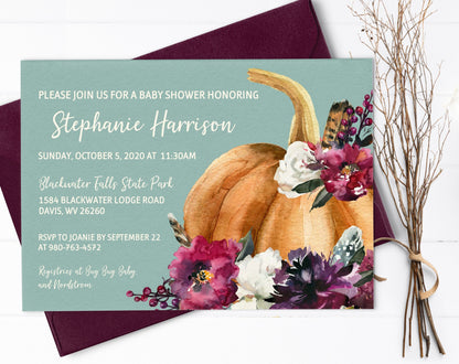 Fall Pumpkin Baby Shower Invitation