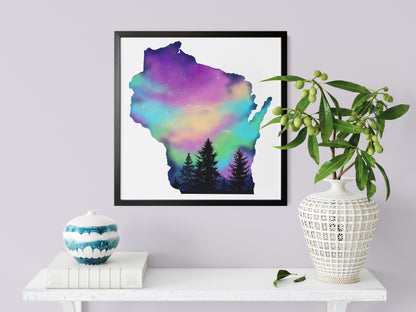 Wisconsin Northern Lights Square Print