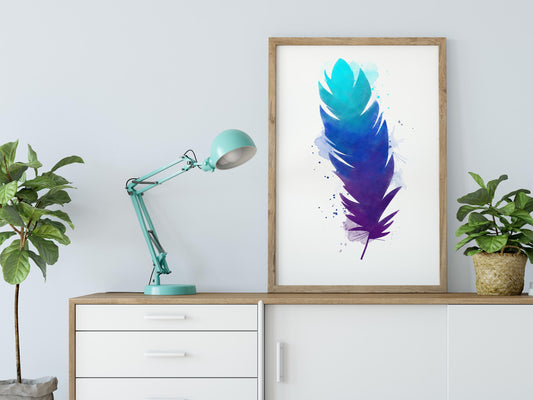 Watercolor Ombre Feather Print