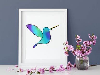 Watercolor Hummingbird Print