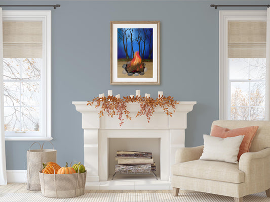 Cozy Campfire in the Woods Print