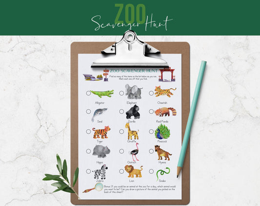 Zoo Scavenger Hunt