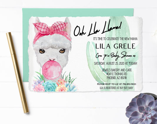 Llama Baby Shower Invitation, Gender Neutral