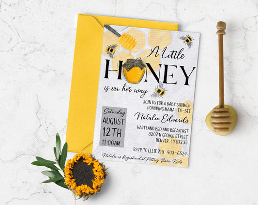 Bee Baby Shower Invitation, Girl