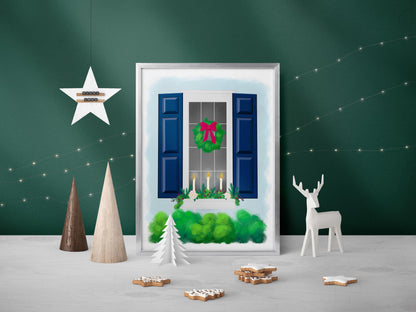 Festive Holiday Window Print