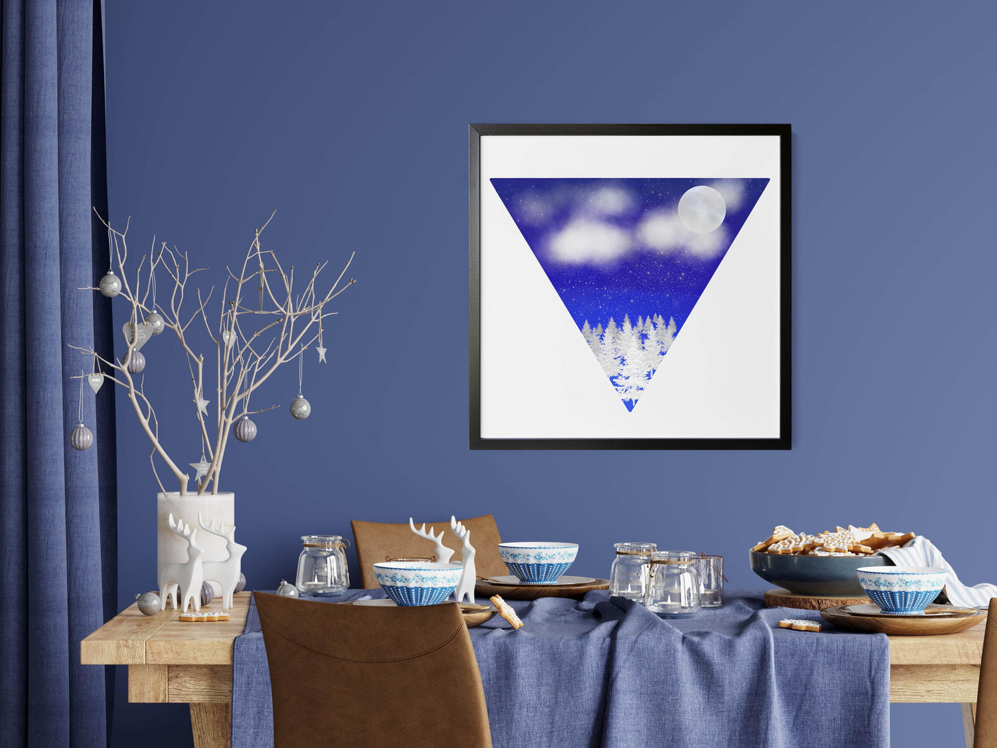 Snowy Forest Night Sky Print