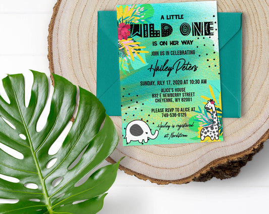 Wild One Baby Shower Invitation, Girl