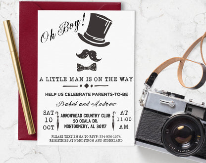 Little Man Baby Shower Invitation