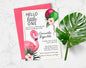 Hello Little One! Flamingo Baby Shower Invitation