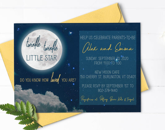 Twinkle Twinkle Little Star Baby Shower Invitation, Gender Neutral