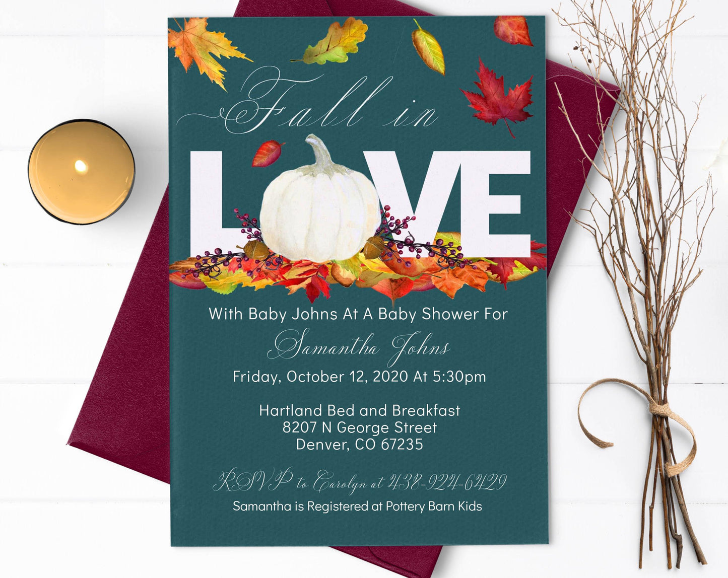 Fall Baby Shower Invitation, Gender Neutral