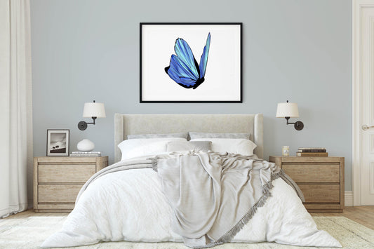 Blue Watercolor Butterfly Print
