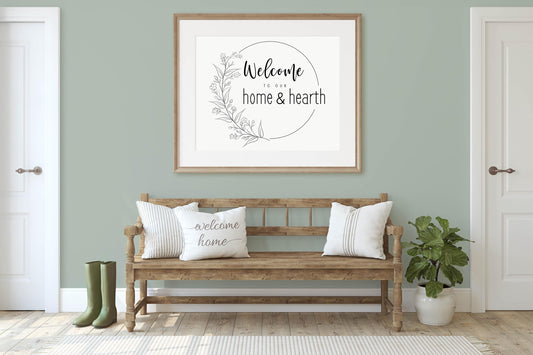 Welcome to Our Home and Hearth Floral Welcome Sign