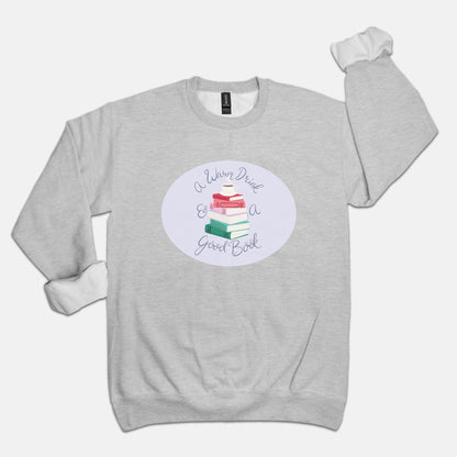 A Warm Drink & a Good Book Unisex Crew Neck Sweatshirt Gildan 18000
