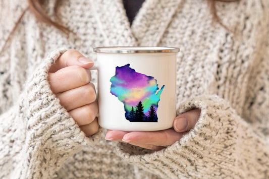 Wisconsin Northern Lights 12 oz Camp Mug