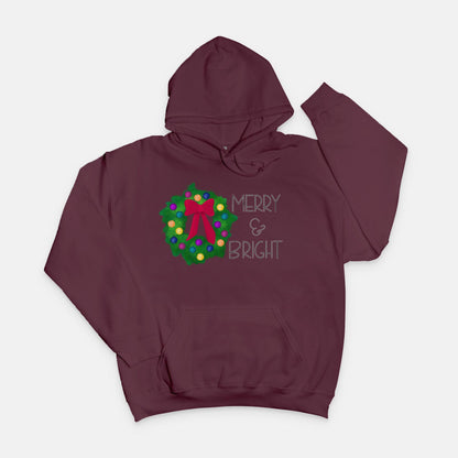 Merry and Bright Unisex Hooded Sweatshirt Gildan 18500