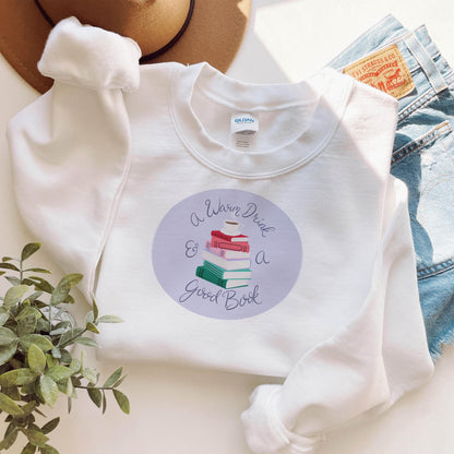 A Warm Drink & a Good Book Unisex Crew Neck Sweatshirt Gildan 18000