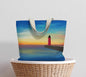Pierhead Lighthouse Oversized Market Tote | Milwaukee Landmark Art | Large Magnetic Closure Tote Bag