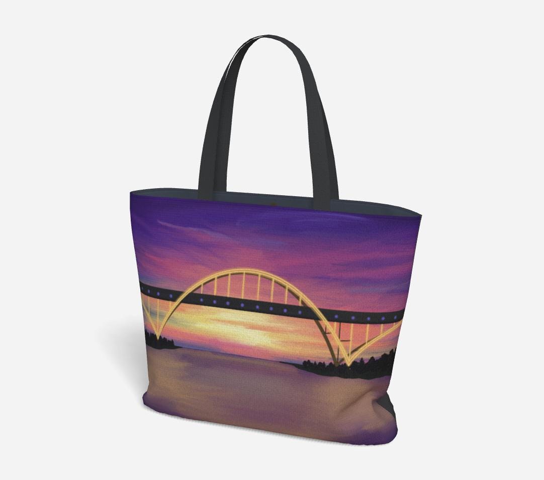 Hoan Bridge Oversized Market Tote | Milwaukee Landmark Tote Bag | Magnetic Closure Tote with Large Capacity